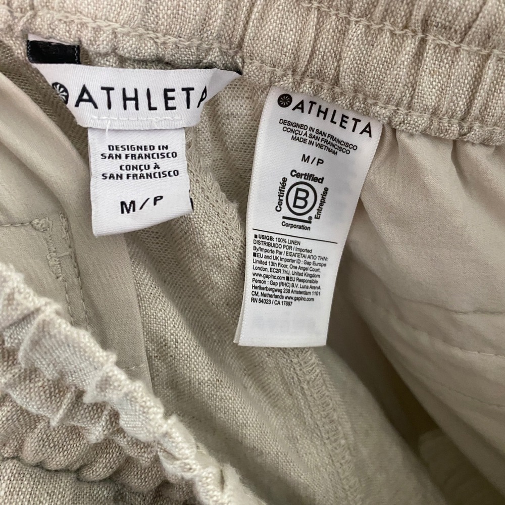 Athleta Retreat Linen High Rise Wide Leg Pant Medium Petite Lightweight Summer - Picture 4 of 6